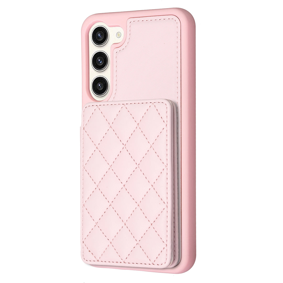 BF25 Leather Coated TPU Cover for Samsung Galaxy S23 Card Slots Phone Case with Kickstand BF25 Leather Coated TPU Cover for Samsung Galaxy S23 Card Slots Phone Case with Kickstand